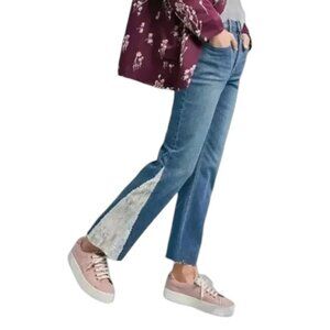 Pilcro and The Letterpress Women's High-Rise Sequined Flared Jeans Blue Size 30